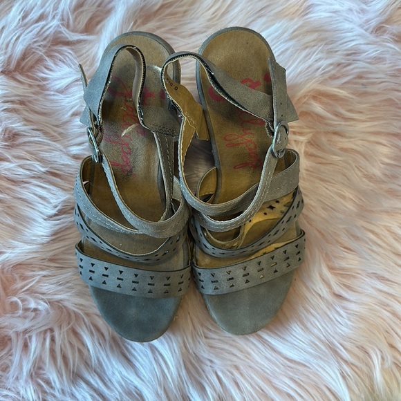 Jellypop Taupe Strappy Summer Wedges - Picture 4 of 6